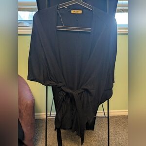 Black Tie-front Cardigan